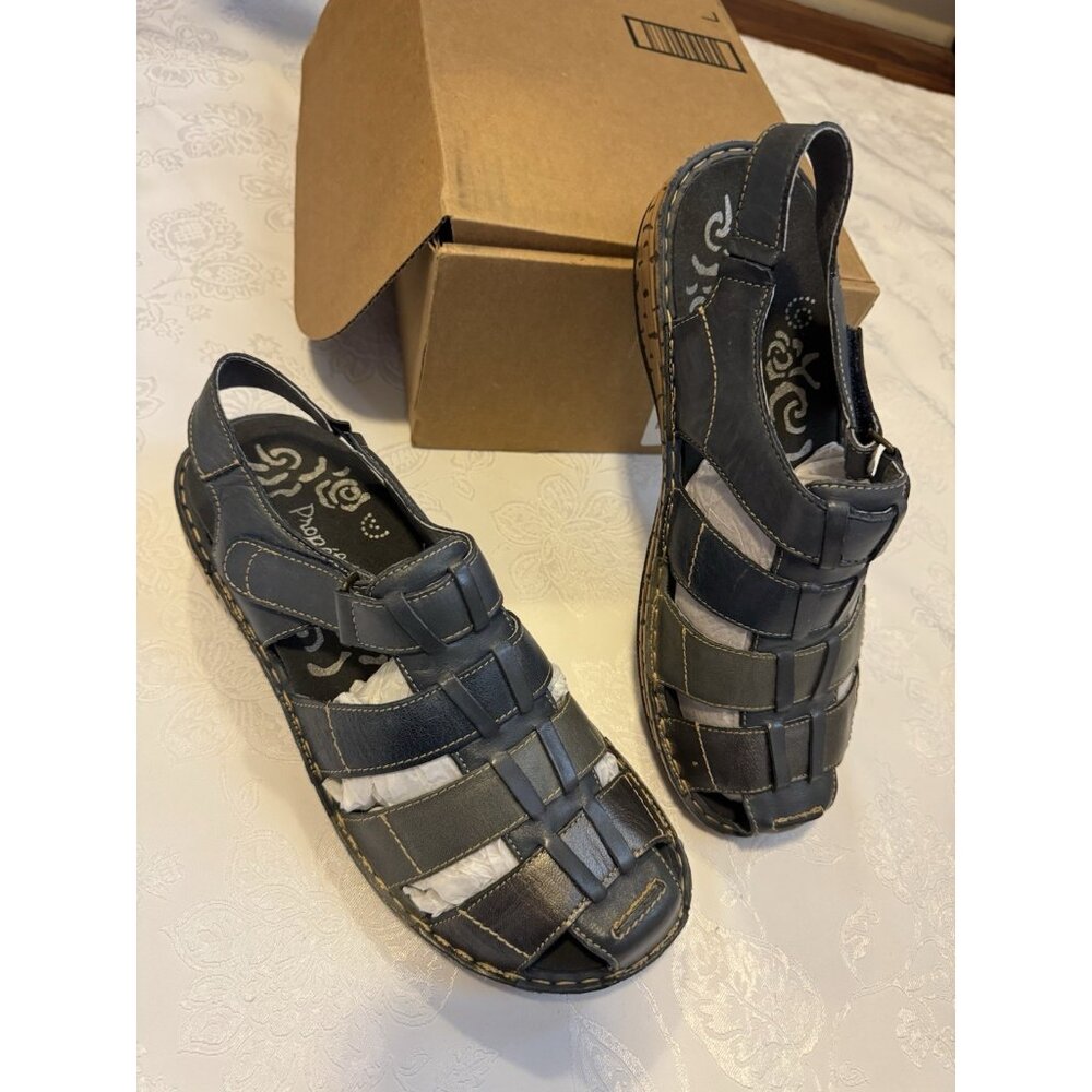 Propet Jubilee Women's Sandal 12 Blue Leather Walking Comfort Adjustable Shoes